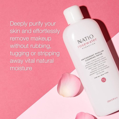 Natio Australia Rosewater Micellar Cleansing Water - Hydrating Makeup Remover for All Skin Types | 8.4 oz