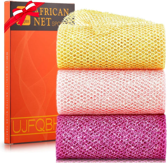 Skiennix 3-Piece African Exfoliating Shower Set - Bright Colors for Smooth, Refreshed Skin | Daily Use