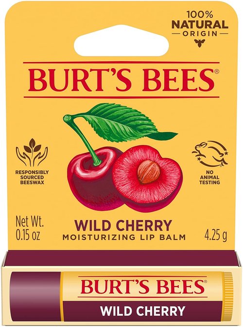 Burt’s Bees Lip Balm - Wild Cherry Flavor | Nourishing 0.15 Ounce Tube for Soft Lips