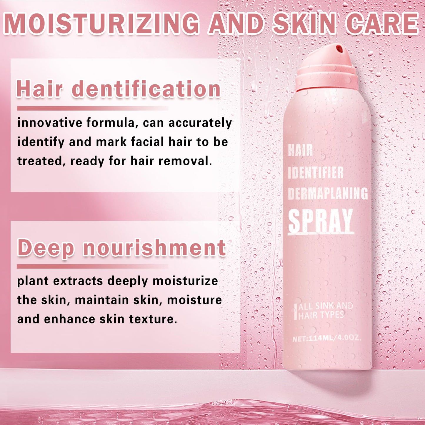 IONSGAKO Hair Identifier Spray for Face Shaving Powder for Women Skin Body Hair Identifying Spray for Face Dermaplaning Glow Reveal Face Spray Moisturizing Skin Care Dermaplaner Spray for Face