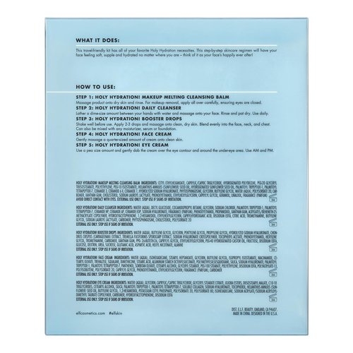 e.l.f. SKIN Holy Hydration! Hydrated Ever After Skincare Mini Kit, Cleanser, Makeup Remover, Moisturizer & Eye Cream For Hydrating Skin, Airplane-Friendly Sizes