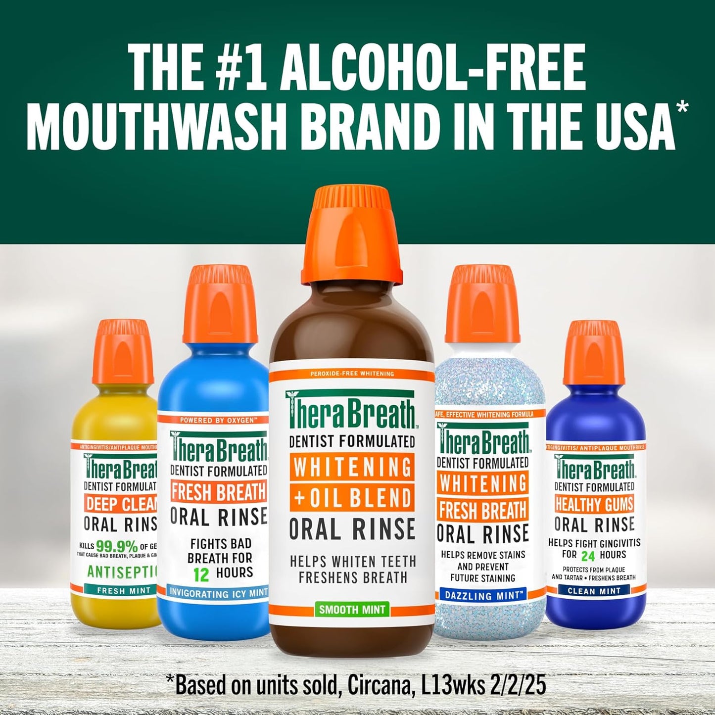 TheraBreath Whitening Mouthwash - Alcohol-Free & Peroxide-Free Oral Rinse, Smooth Mint, 16 Fl Oz