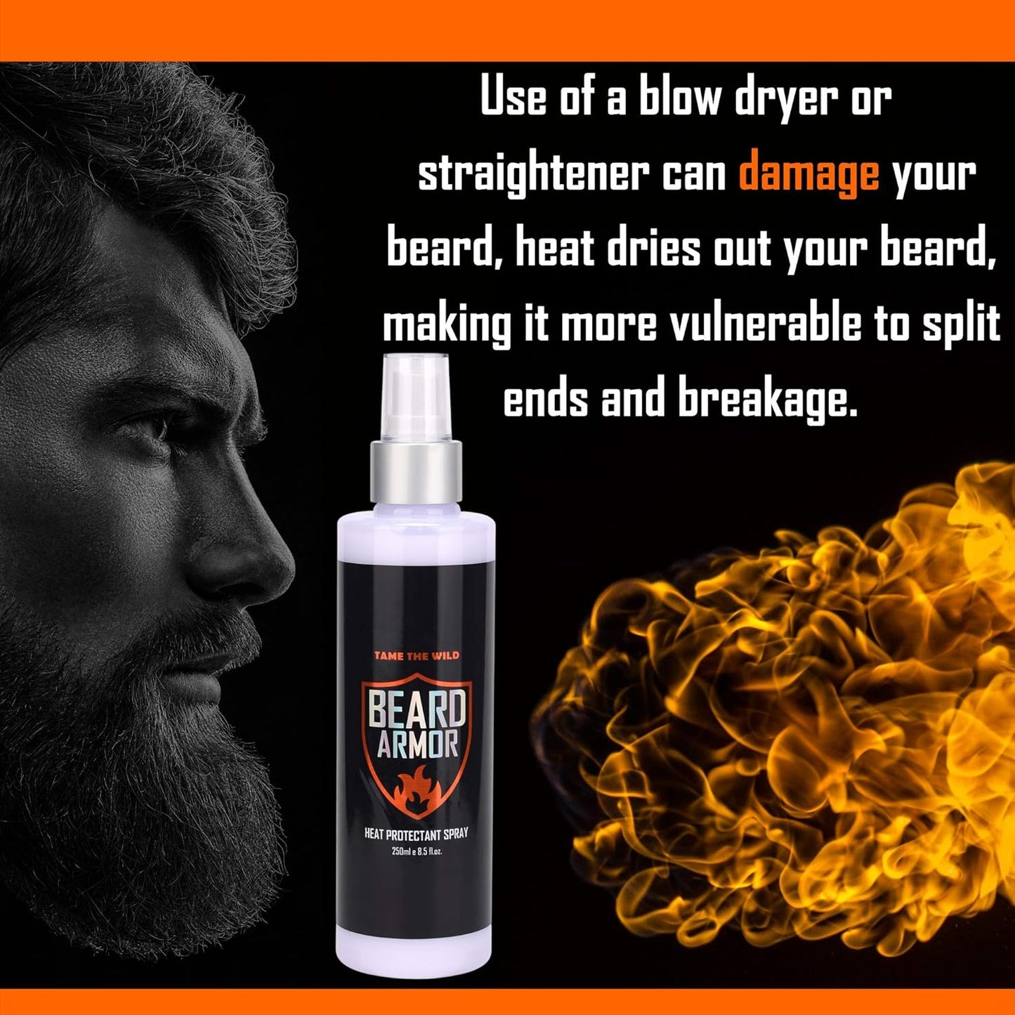 Skiennix Beard Straightener Spray - Heat Protectant with Argan Oil & Keratin - 8.5 Fl Oz