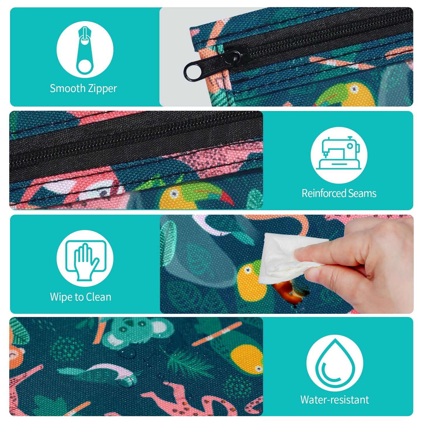 HIONXMGA TSA Approved Toiletry Bag, Set of 3 Clear Travel Toiletry Bag Quart Size Zipper Travel Pouch, Waterproof Makeup Cosmetic Bag for Women Men Kids Toiletries Carry on, Jungle Large