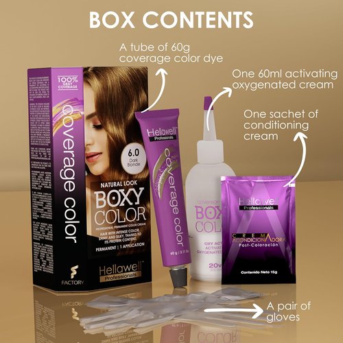 Professional Coloring Kit - Permanent Hair Dye for Gray Coverage | 6.0 Dark Blonde + Reviving Shampoo & Conditioner