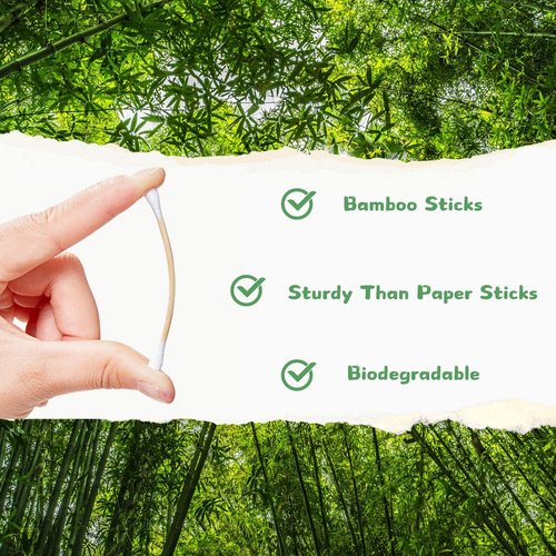 1000 Pcs Bamboo Cotton Swabs, 900 Pcs Cotton Buds and 100 Pcs 6 Inch Long Cotton Swabs Set, Ideal for Daily Ear Cleaning, Makeup, Pet Care, Art & Crafts, Gun Cleaning