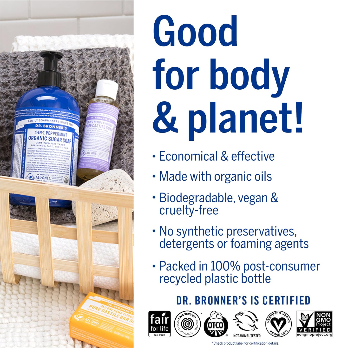 Dr. Bronner's - Pure-Castile Liquid Soap, Made with Organic Oils, 18-in-1 Uses: Face, Body, Hair, Laundry, Pets and Dishes, Concentrated, Vegan, Non-GMO (Lavender, 4 ounce, 2-Pack)