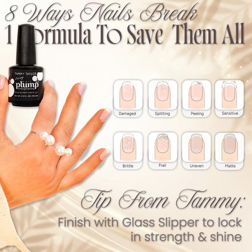 Tammy Taylor Plump Builder Gel Natural Nail Strengthener & Growth Hardener Repair Treatment Serum for Weak & Damaged Nails, Ridge Filler Base Coat Nail Polish, Clear Rubber Base, Endurecedor De Uñas