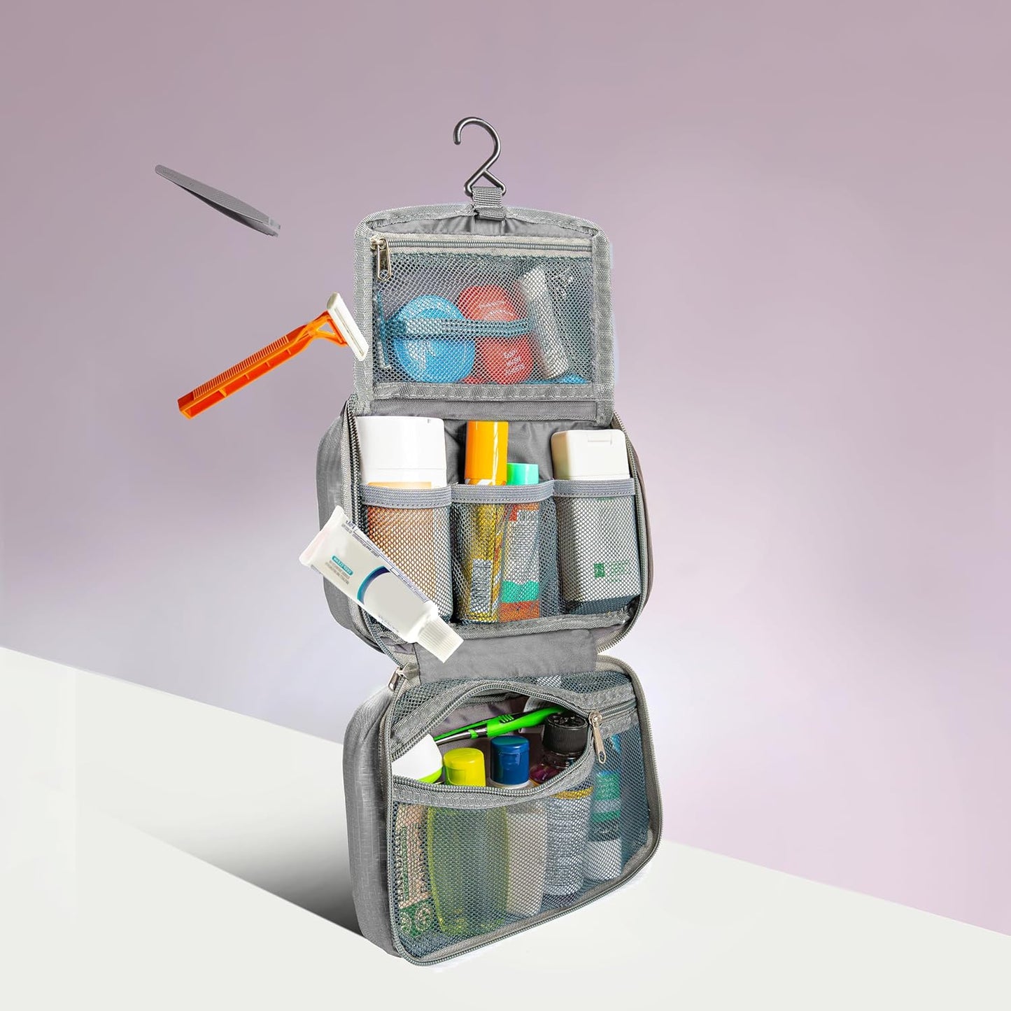 Travelon Compact Hanging Toiletry Kit - Organized Travel Storage Solution | Durable & Lightweight Design