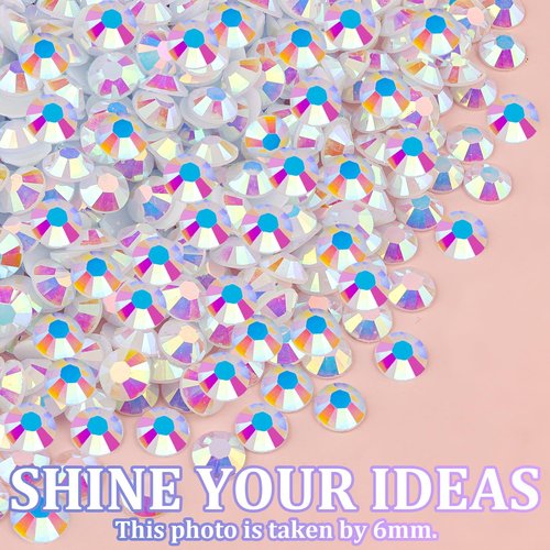 16000Pcs Resin Jelly Rhinestones for Crafting, White AB Non Hotfix Flatback Gems, Bedazzling Crystal with 3Pcs 10ml B7000 Jewelry Glue for DIY Crafts Clothing Tumblers Shoes Fabric Nail Art