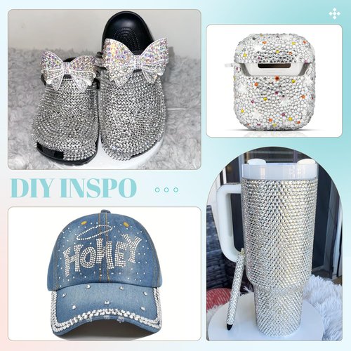 12100Pcs Resin Rhinestones for Crafting with 3Pcs 10ml B7000 Jewelry Glue, 2 Boxes Flatback Crystals Diamond (Transparent) for Bedazzling Crafts DIY Nail Art，Non Hotfix Gems for Clothing Shoes