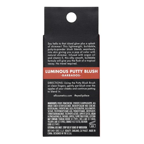 e.l.f. Luminous Putty Blush - Buildable Creamy Blush With Subtle Shimmer Finish | Vegan, Barbados