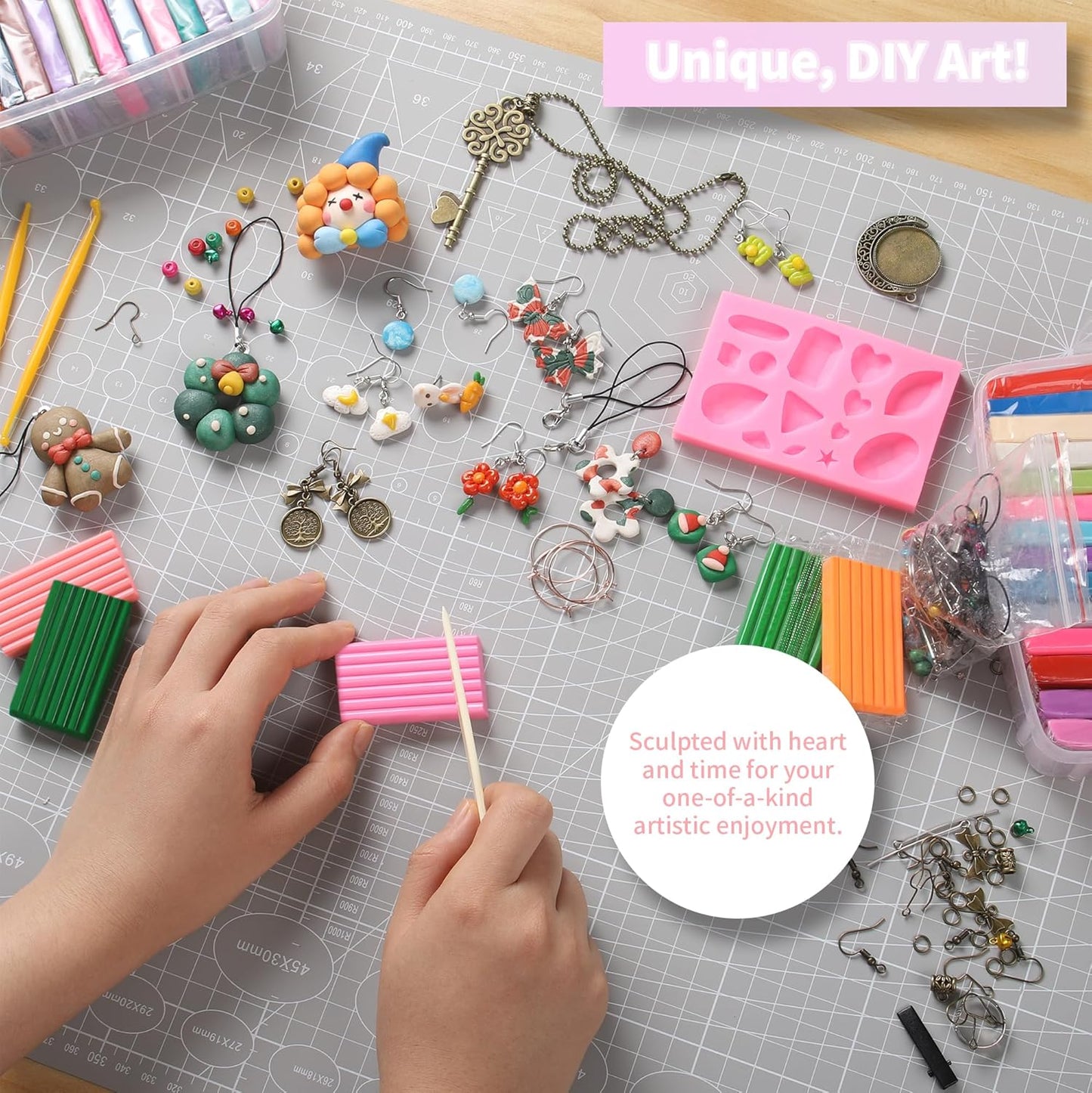 Skiennix Polymer Clay Set - 52 Vibrant Colors, Non-Sticky Oven Bake Clay with Tools | Perfect Gift for Kids & Artists