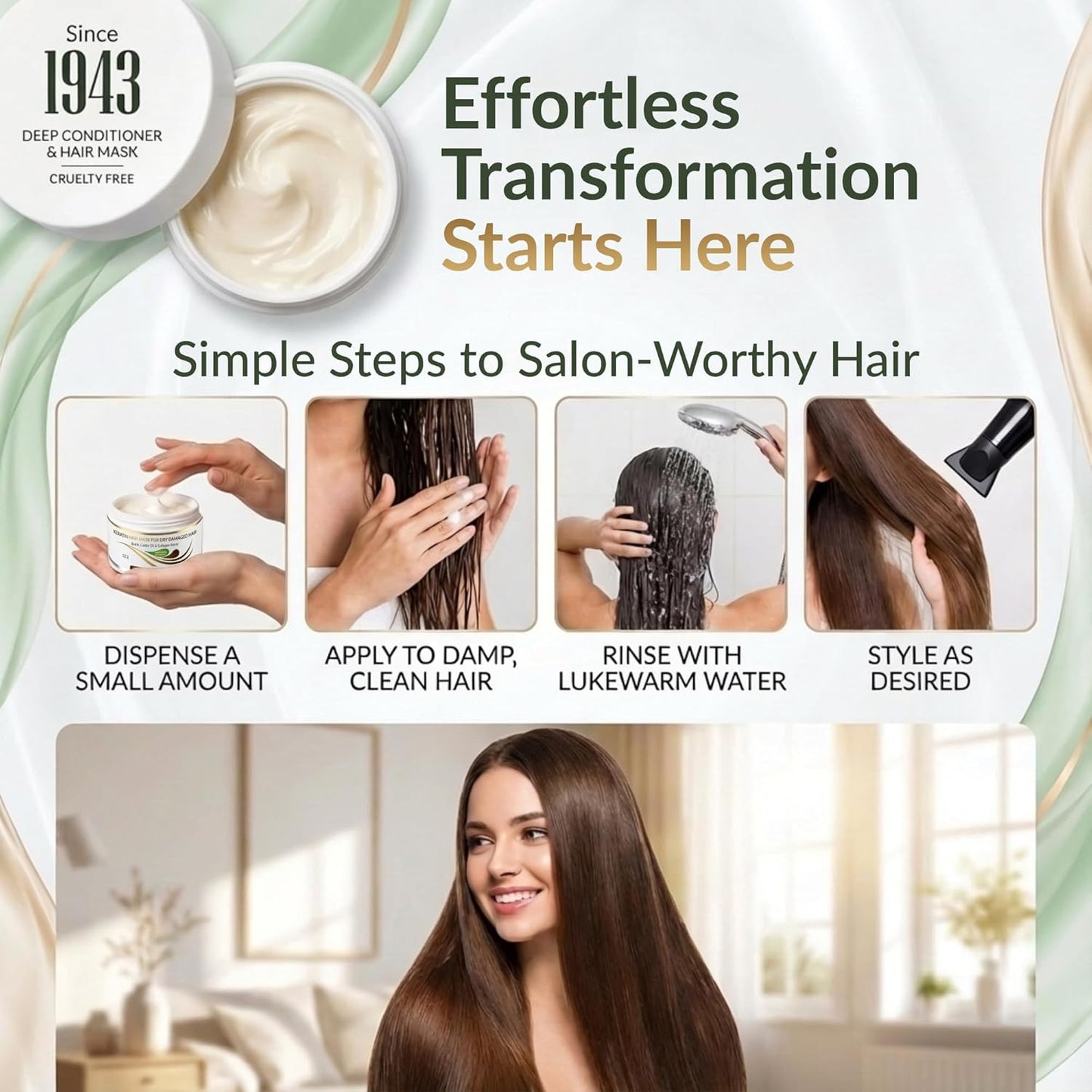 VITAMINS Keratin Hair Mask - Deep Conditioning Protein Treatment for All Hair Types | 8.5 Fl Oz