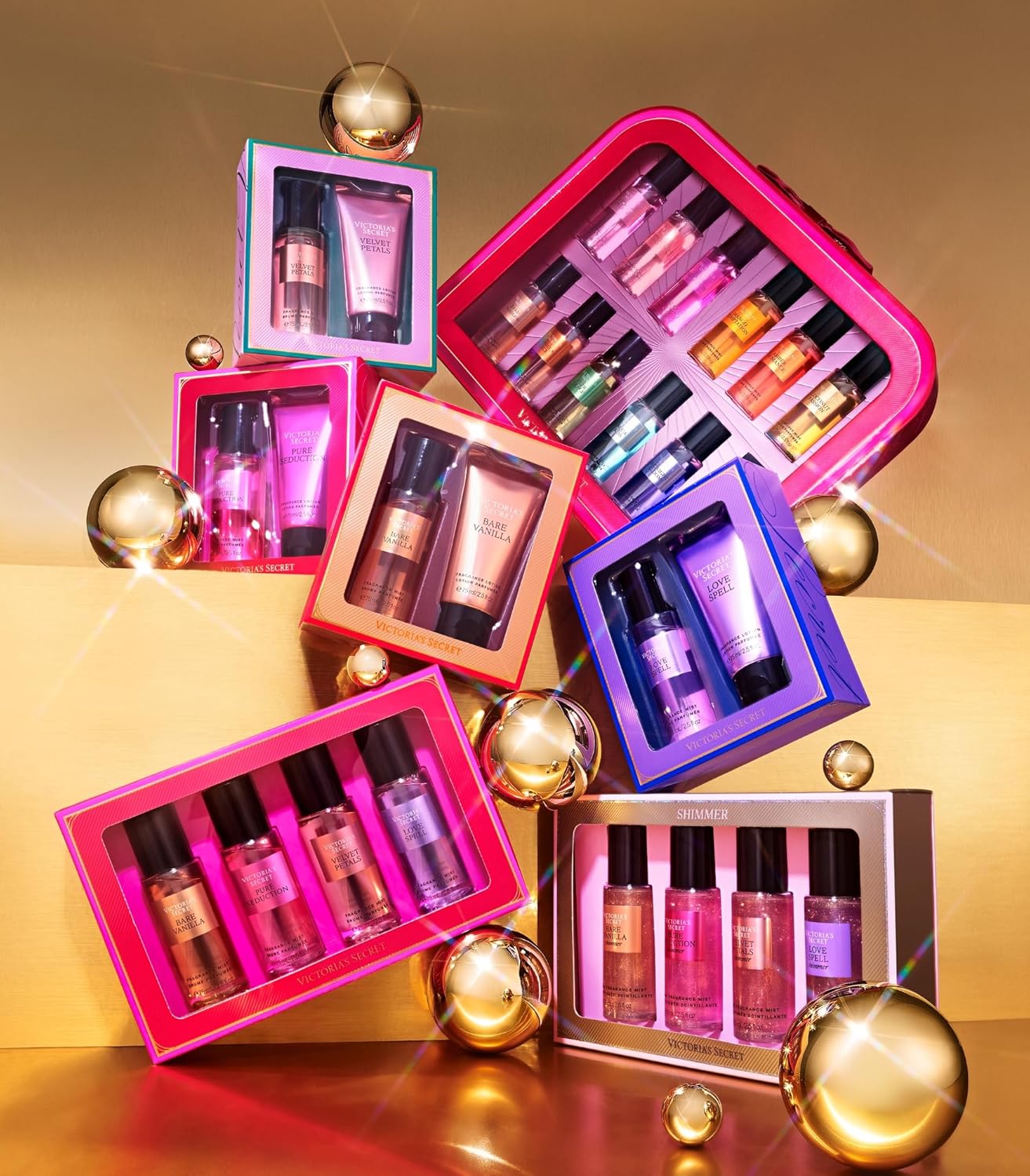 Victoria's Secret Fragrance Mist Collection - 4 Piece Mini Gift Set with Assorted Scents for Women