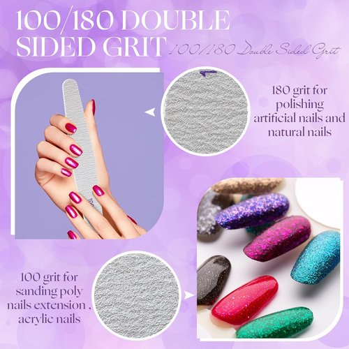Minatee Nail Files - 150 Pcs Double-Sided Emery Boards for Professional Manicure | 100/180 Grit
