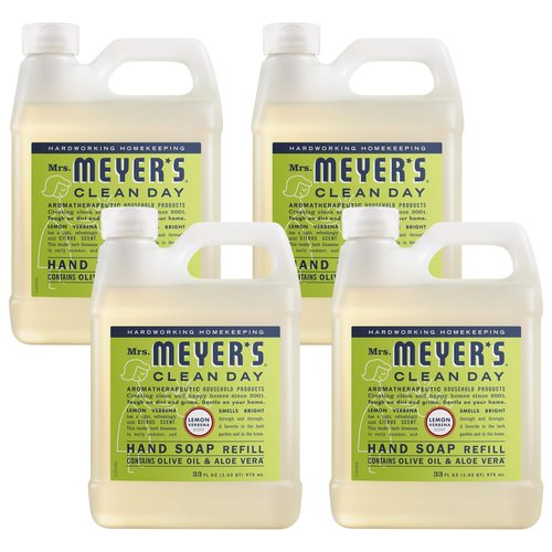 Mrs. MEYER'S CLEAN DAY Liquid Hand Soap Refill Lemon Verbena 33 Fl Oz (Pack of 4)