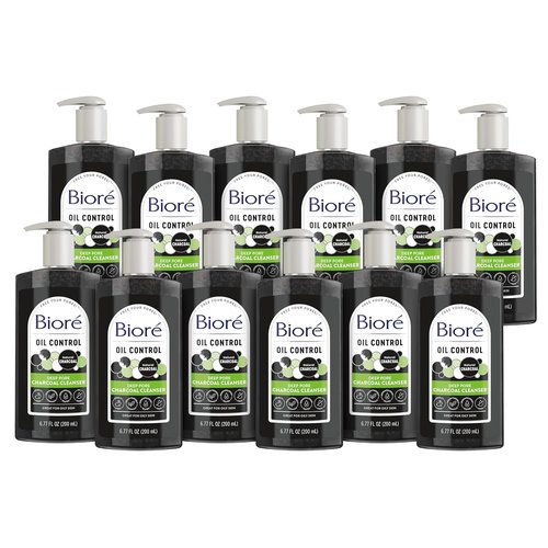 Biore Deep Pore Charcoal Face Wash - Daily Cleanser for Oily Skin | 6.77 Oz, Pack of 12