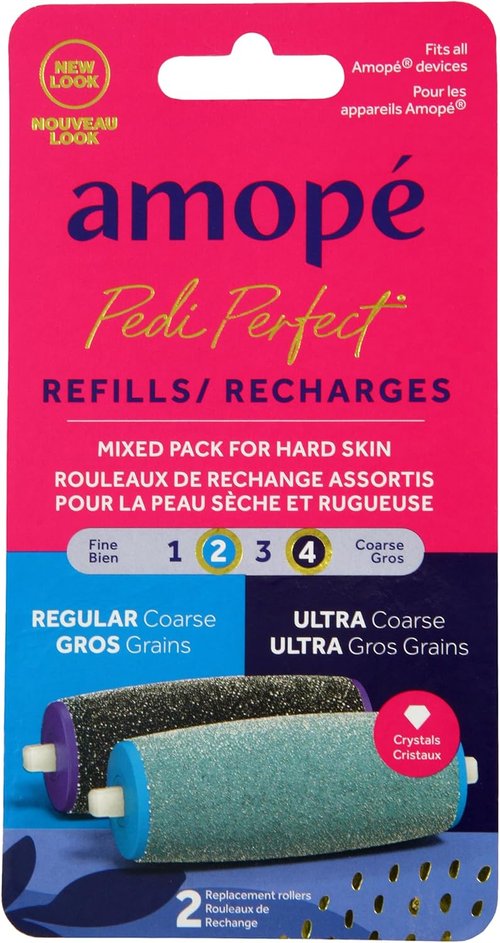 Amope Pedi Perfect Electric Callus Remover Refills - Diamond Crystal Heads for Hard Skin | 2 Count