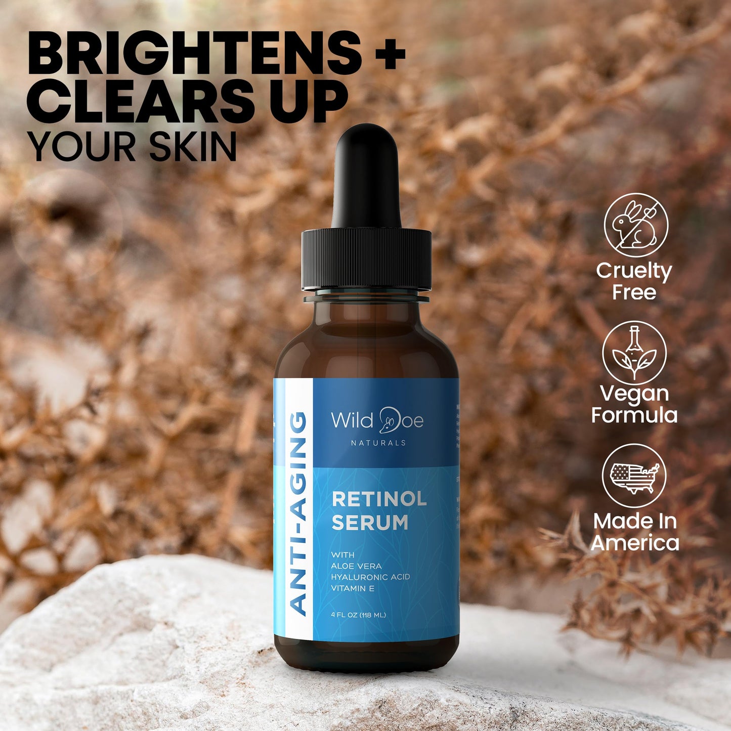 Retinol Serum for Face -Anti Aging Serum & Dark Spot Corrector w/Hyaluronic Acid, Pure Aloe Vera Gel, Vitamin E Oil For Scars Treatment: Target Lines/Wrinkles, Boost Collagen, Aid Acne Treatment -4oz