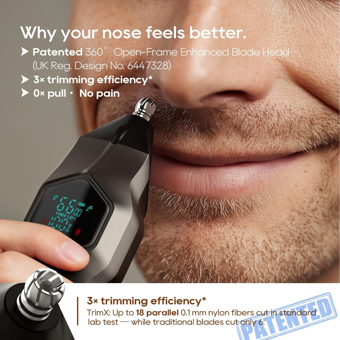 Skiennix Beard Trimmer - IPX7 Waterproof Cordless Hair Clippers with Magnetic Snap-On Heads | Gray
