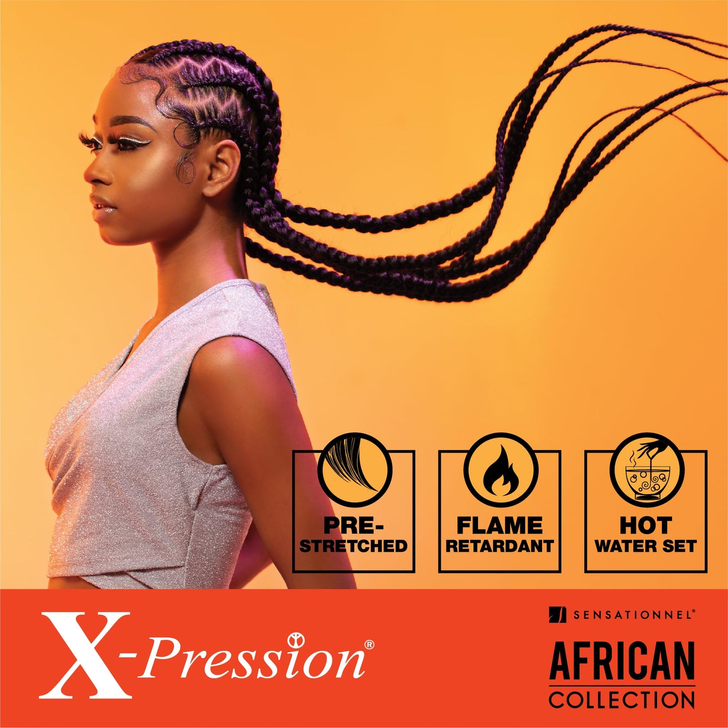 Sensationnel Xpression prestretched braiding hair - 3x xpression 58-inch flame retardant smooth yaki braid - 3x x-pression 58 inch (1 pack, T1B/30)