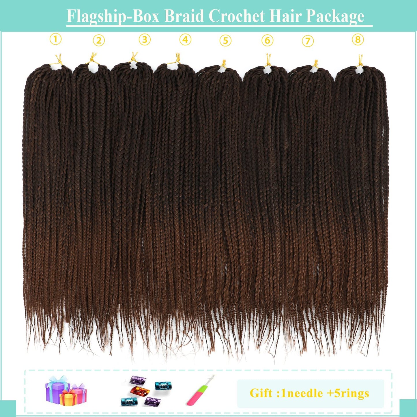 Crochet Box Braids 18 Inch 1 Pack T30 Goddess Box Braids Crochet Hair Prelooped Crochet Hair 3x Box Braided Crochet Hair Synthetic Braiding Hair Crochet Braids Hair for Black Women