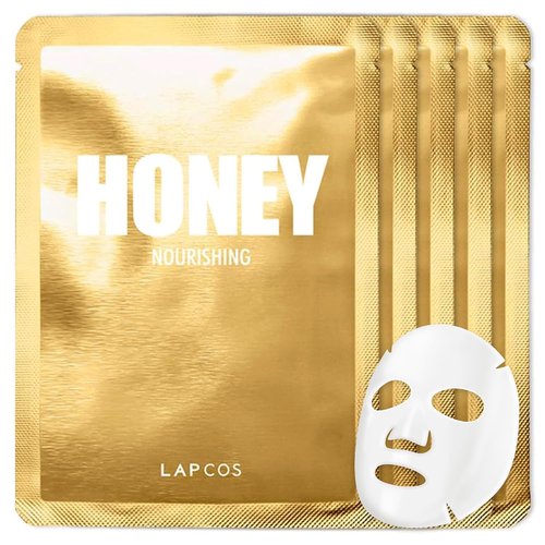 LAPCOS Honey Sheet Mask - Hydrating Daily Face Mask with Hyaluronic Acid | 5-Pack for Dry Skin