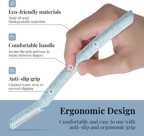 Ennva Eyebrow Razor for Women - Dermaplane Facial Hair Removal Tool | 12 Disposable Blades Included