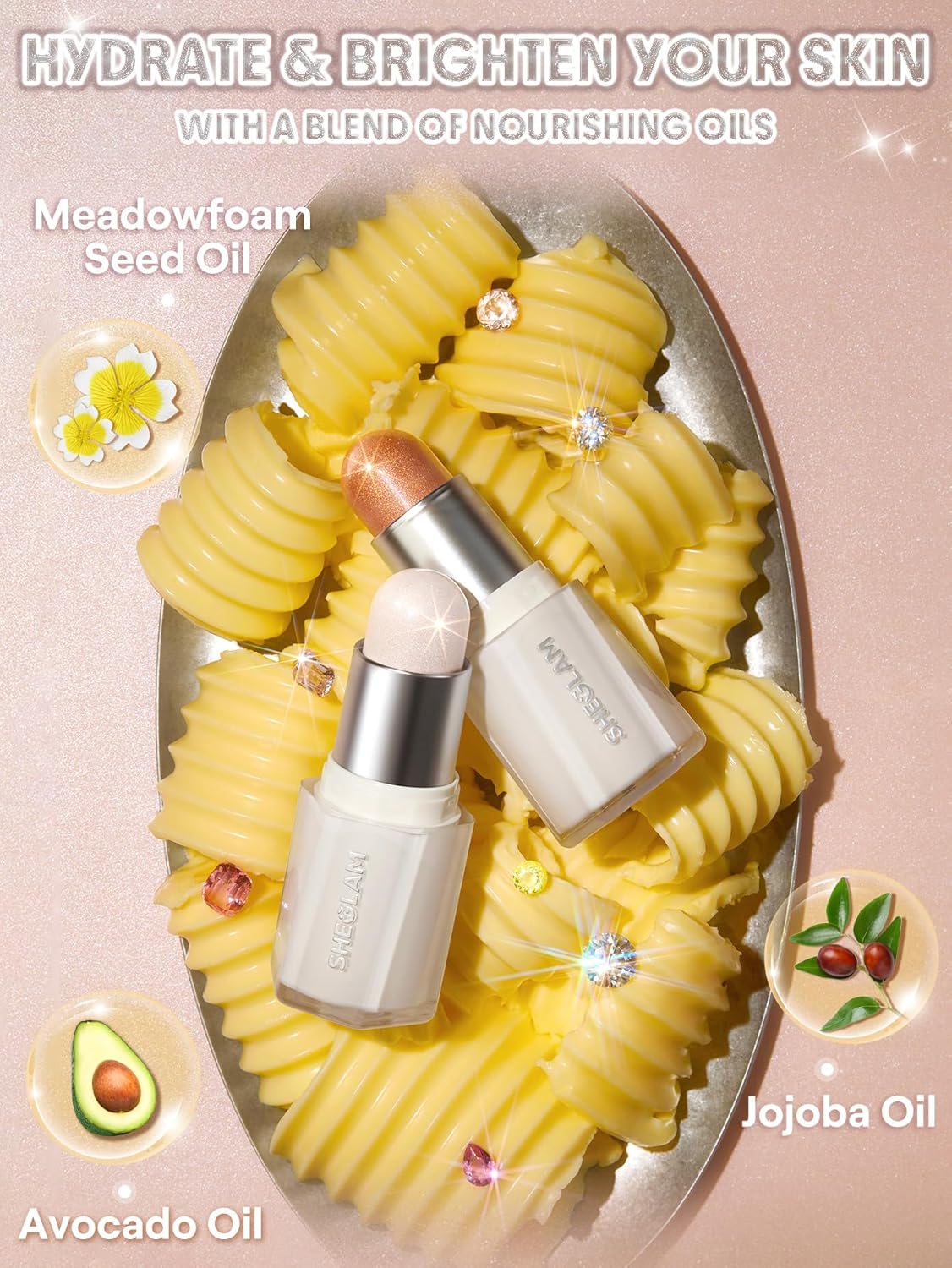SheGlam Buttery Bling Highlighter Stick - Creamy Gold Makeup for Radiant Face Glow