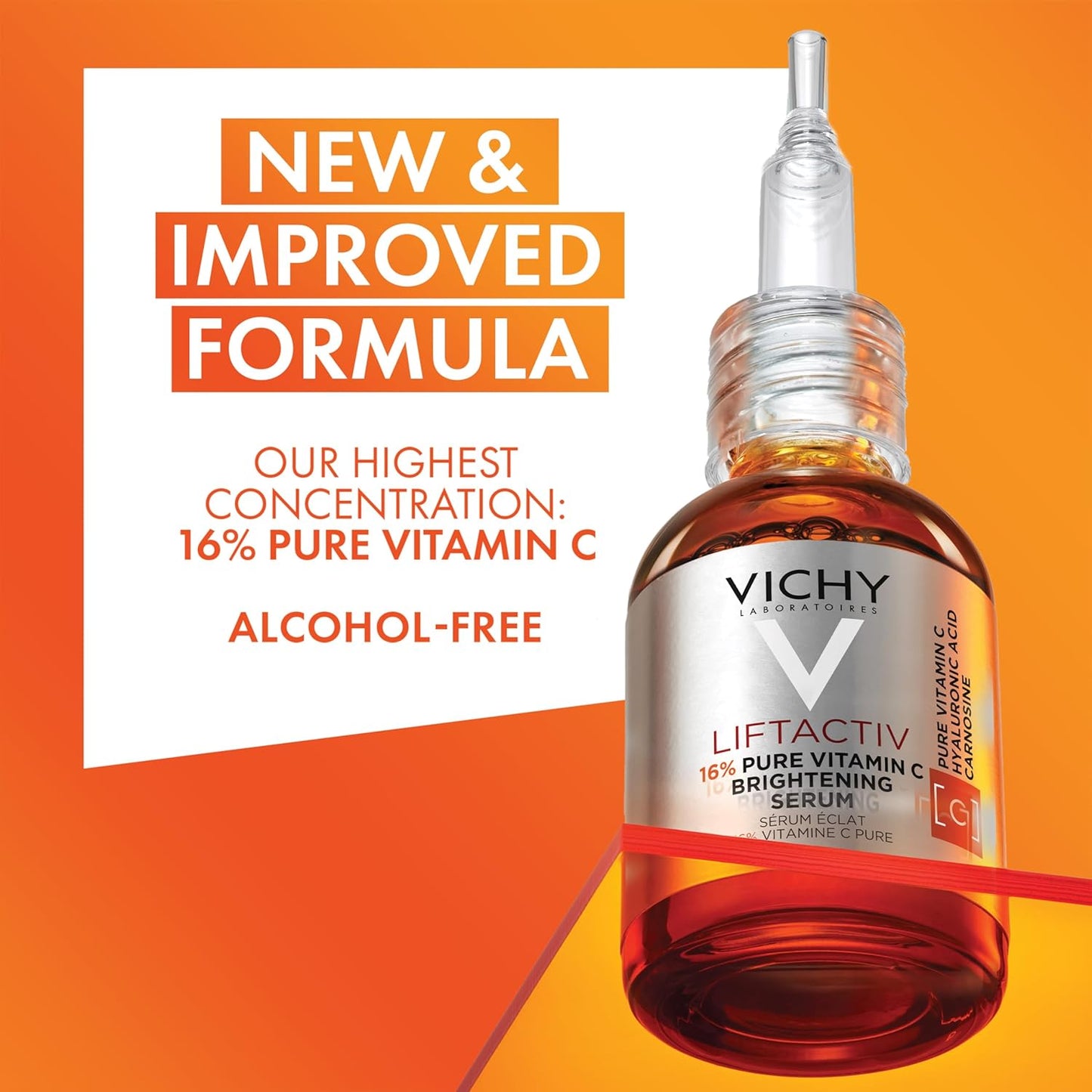 Vichy LiftActiv Vitamin C Serum - Brightening Anti-Aging Formula with Hyaluronic Acid & Vitamin E | Smooths Fine Lines & Enhances Radiance
