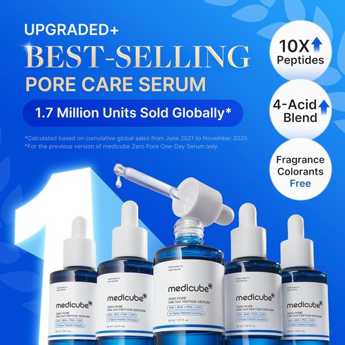 Medicube Zero Pore 10-Peptide Serum - Pore Refining & Oil Balancing | AHA, BHA, PHA, LHA | Korean Skincare, 1.01 fl oz