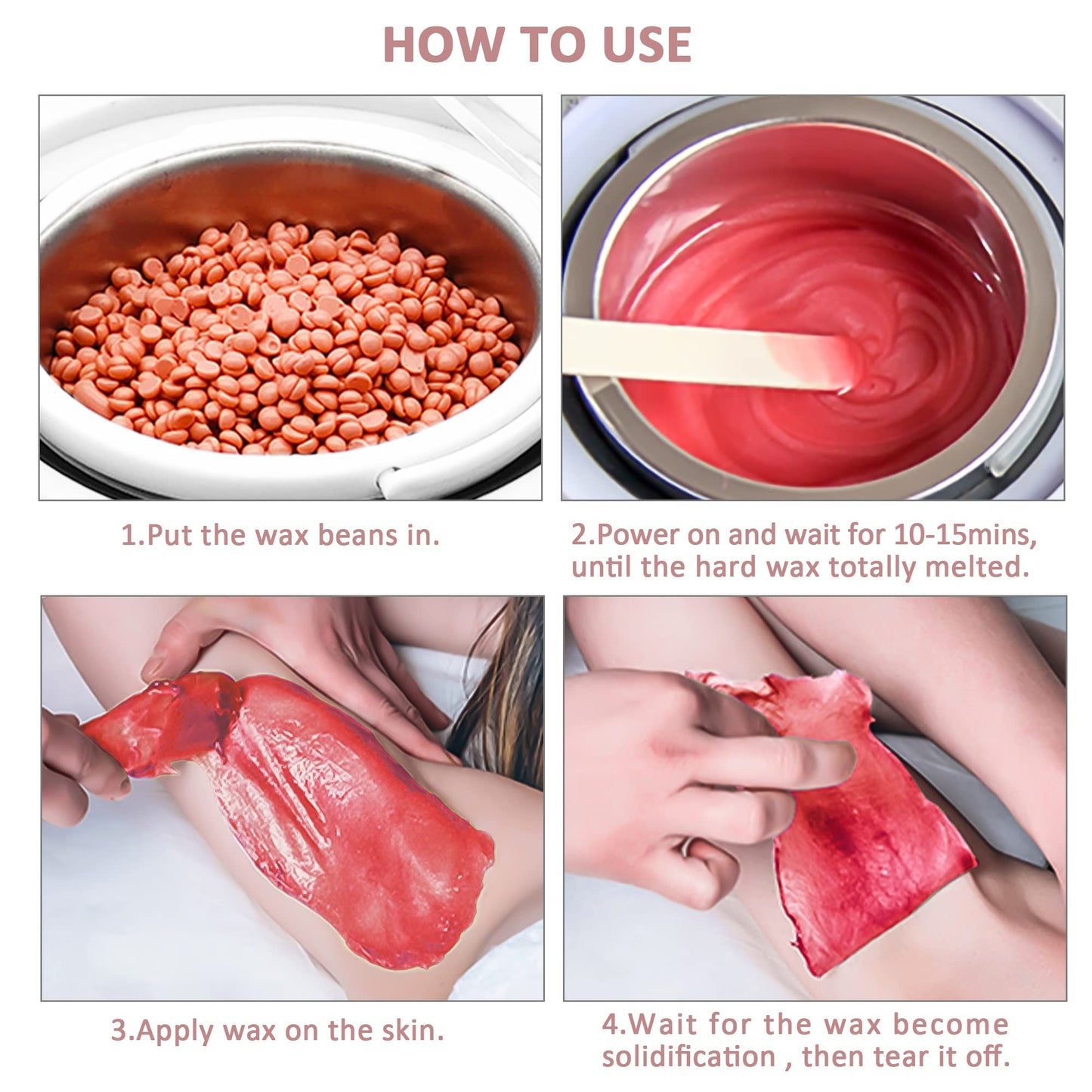 Single Electric Wax Warmer for Hair Removal, Large Paraffin Wax Pot with Adjustable Temperature Set, Facial Skin Body SPA Salon Equipment with 50 Wax Sticks & 20 Collars