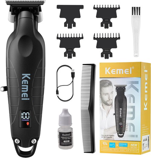KEMEI 2293 Professional Hair Trimmer - Cordless Zero Gapped Beard Clippers for Men