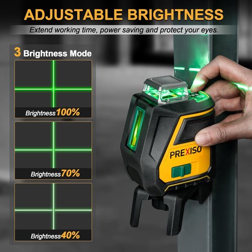PREXISO 360 Laser Level - Rechargeable IP54 Vertical Line Laser with Tripod | 100Ft Green, 3 Brightness Settings for Construction & Renovation