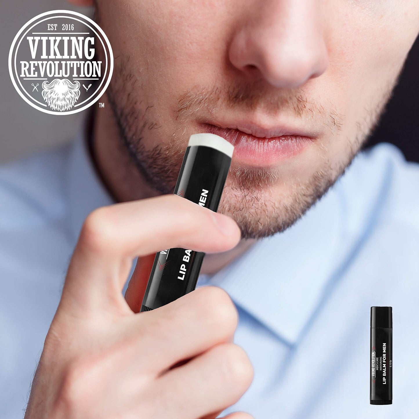 Viking Revolution All Natural Lip Balm for Men - Moisturizer for Dry, Cracked, Chapped Lips with Menthol, Vitamin E - Gifts for Men (4 Pack)
