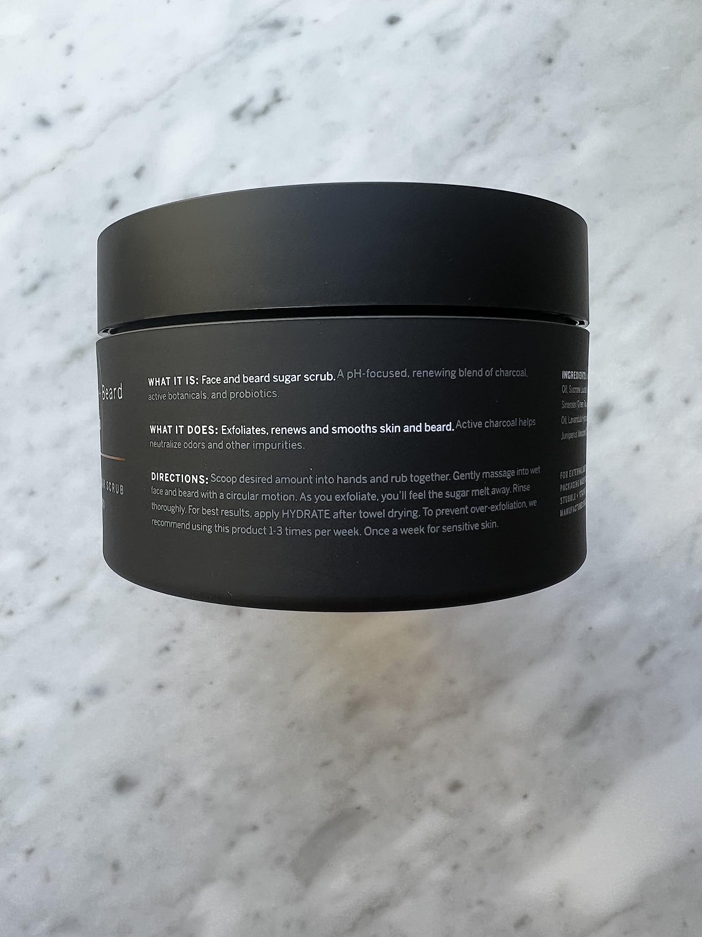 stubble & stache Exfoliating Probiotic Face & Beard Charcoal Sugar Scrub for Men - Deep Cleanse, Pre-Shave Wash, Natural Pore Minimizing Scrub for Daily Use - 3.4 fl oz