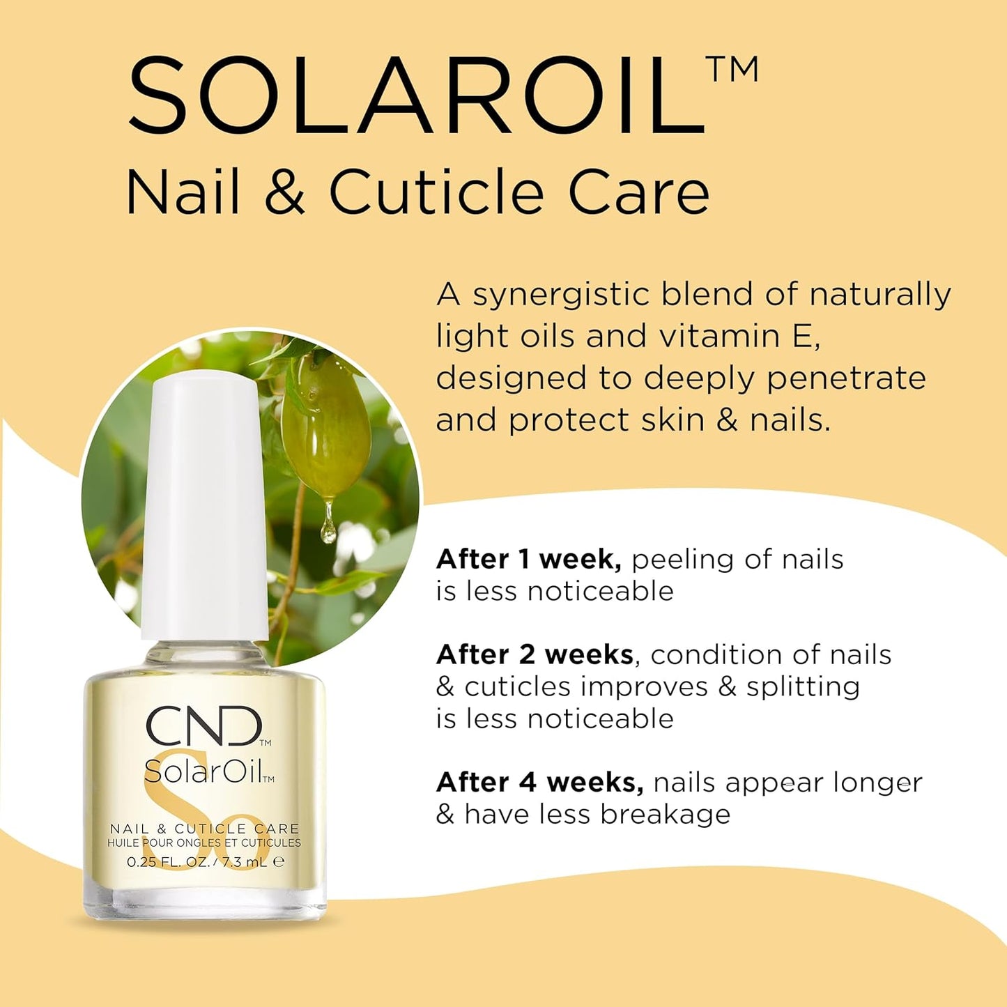 CND SolarOil Cuticle Oil - Natural Jojoba & Vitamin E Blend for Moisturizing Skin | 0.25 Fl Oz
