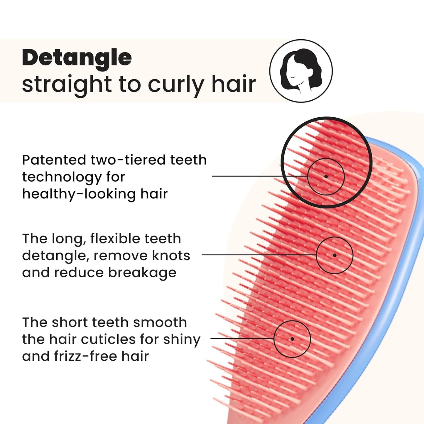 Tangle Teezer Ultimate Detangler Brush - Eliminate Knots & Reduce Breakage for Wet & Dry Hair | Apricot Blaze