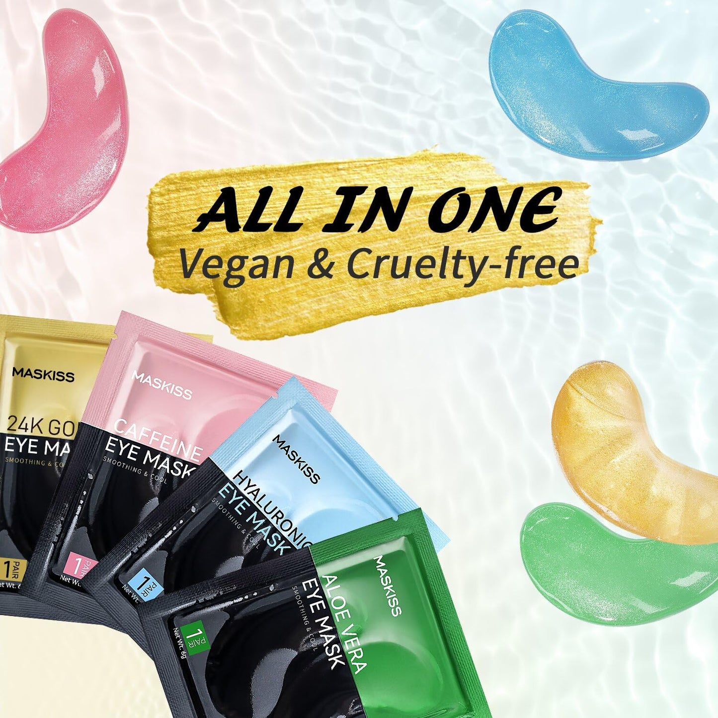 Maskiss Under Eye Patches (8 Pairs), Hyaluronic Acid Eye Masks for Dark Circles Puffy Eyes Undereye Bags, Collagen Eye Patches for Wrinkles and Hydrate, Eye Skincare Gift for Her