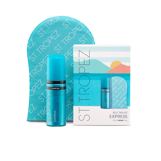 St. Tropez Self Tan Express Mini Kit - Travel-Sized Tanning Mousse & Applicator Mitt | Light/Medium/Dark