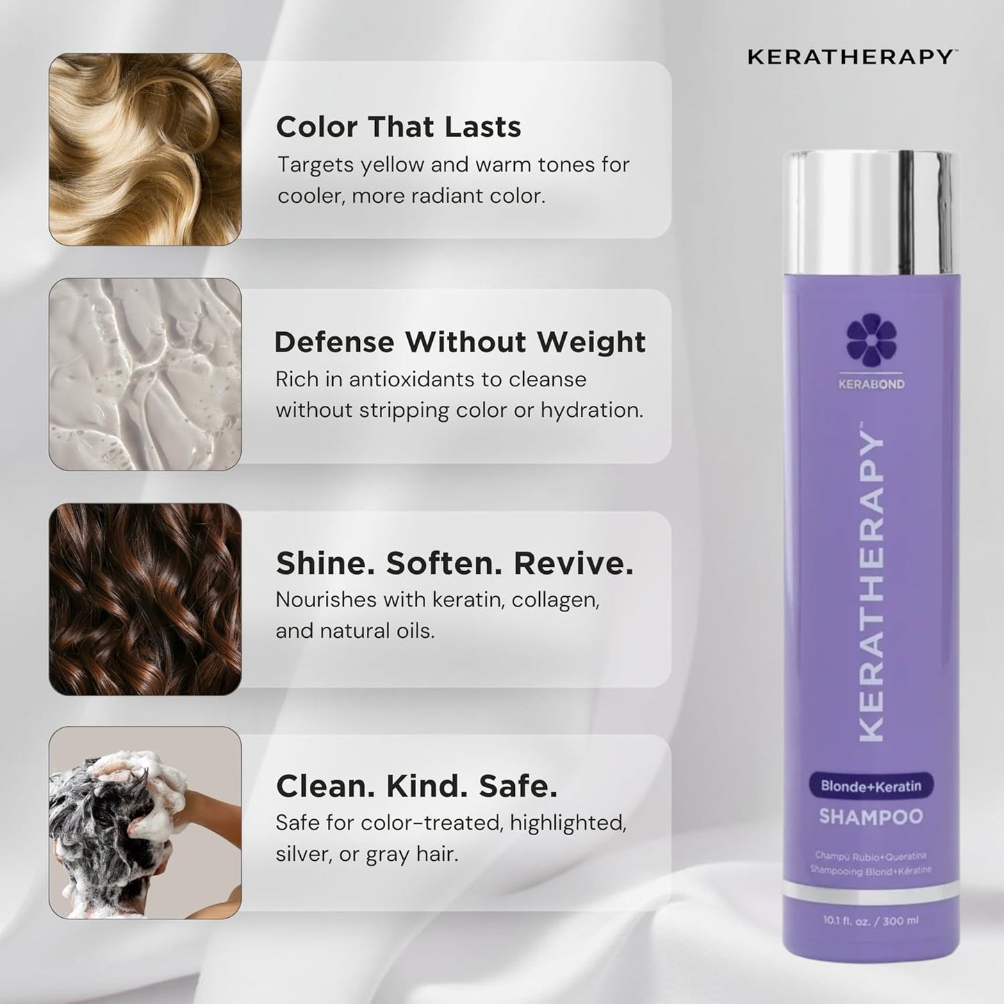 KERATHERAPY Violet Toning Shampoo - Keratin Infused for Blonde, Silver & Highlighted Hair | 10.1 fl. oz.