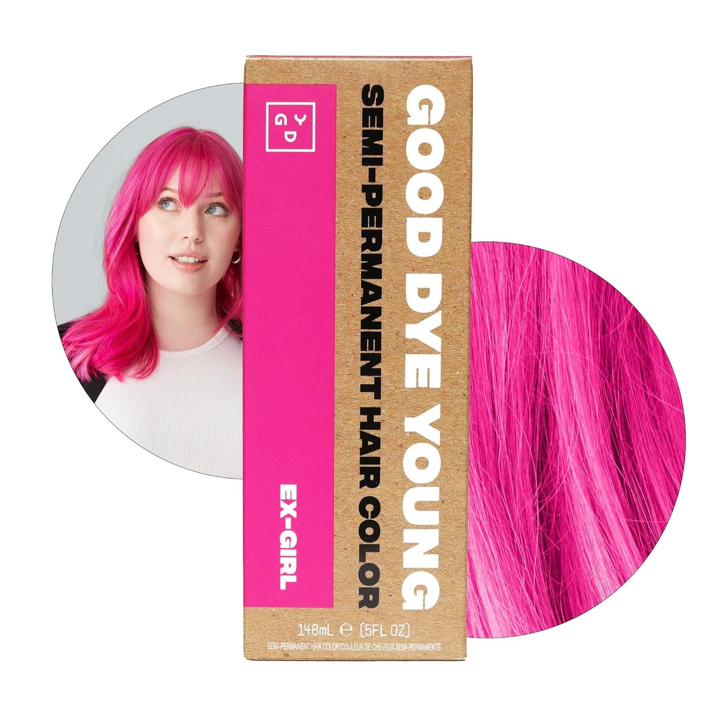 Good Dye Young Semi-Permanent Pink Hair Color - Vegan, Cruelty-Free, Non-Damaging Formula (5 FL OZ, Ex Girl)