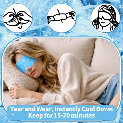 Newcotte Cooling Eye Masks - 36 Pack Mint Scented Hydrogel Patches for Puffy Eyes | Travel Size Relaxation Gifts
