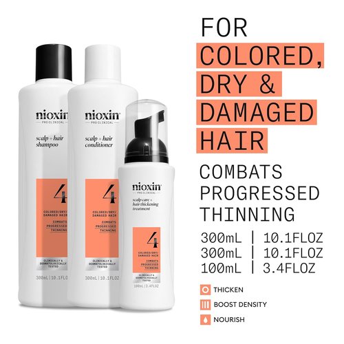Nioxin Scalp + Hair Thickening System Kits - Boost Density for Natural, Colored & Damaged Hair | 3-Month Supply with Niacinamide & Biotin
