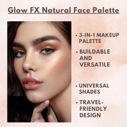 GA-DE Glow FX Natural Face Palette - Blush, Bronzer & Highlighter - Jojoba Oil Infused - 0.42 oz