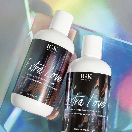 IGK EXTRA LOVE Volume & Thickening Shampoo and Conditioner Set - Vegan, Cruelty-Free | 8 oz (Pack of 2)