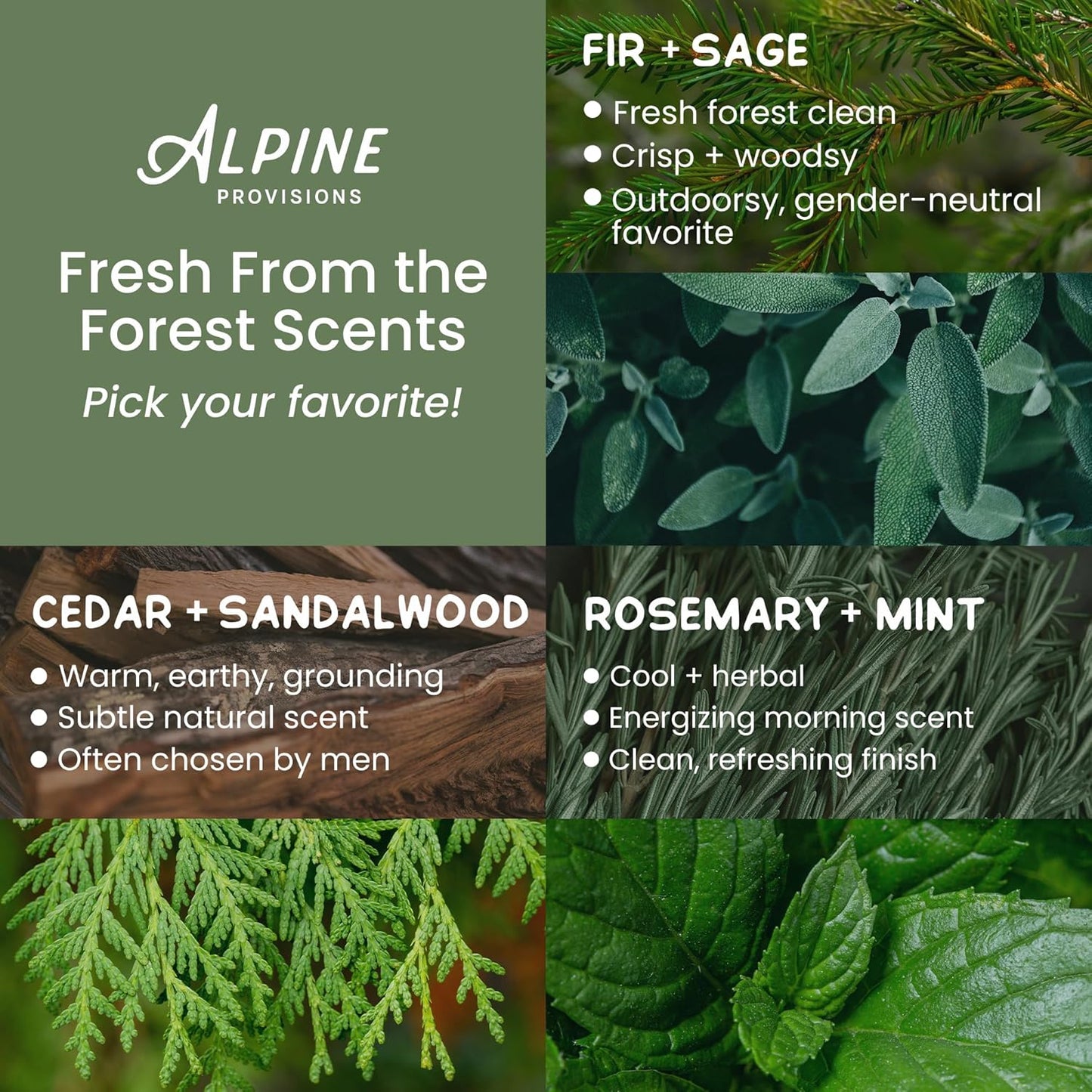 Alpine Provisions Natural & Organic Shampoo - Plant-Based Hydrating Formula with Cedar & Sandalwood | 16.9 fl oz