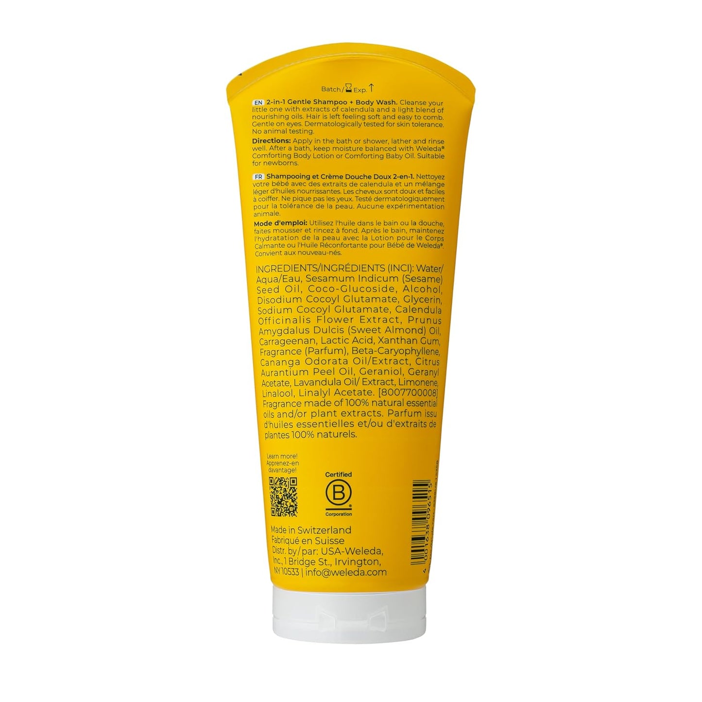 Weleda Baby Calendula 2-in-1 Gentle Shampoo & Body Wash - Plant-Rich Cleanser, 6.8 Fl Oz