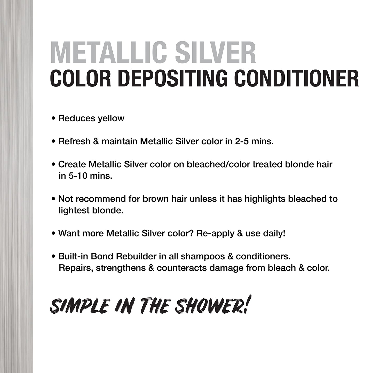 NO FADE FRESH Metallic Silver Color Depositing Conditioner - Semi Permanent Hair Color with BondHeal Bond Rebuilder - Silver Hair Dye - Deep Conditioner Hair Mask 6.4 oz
